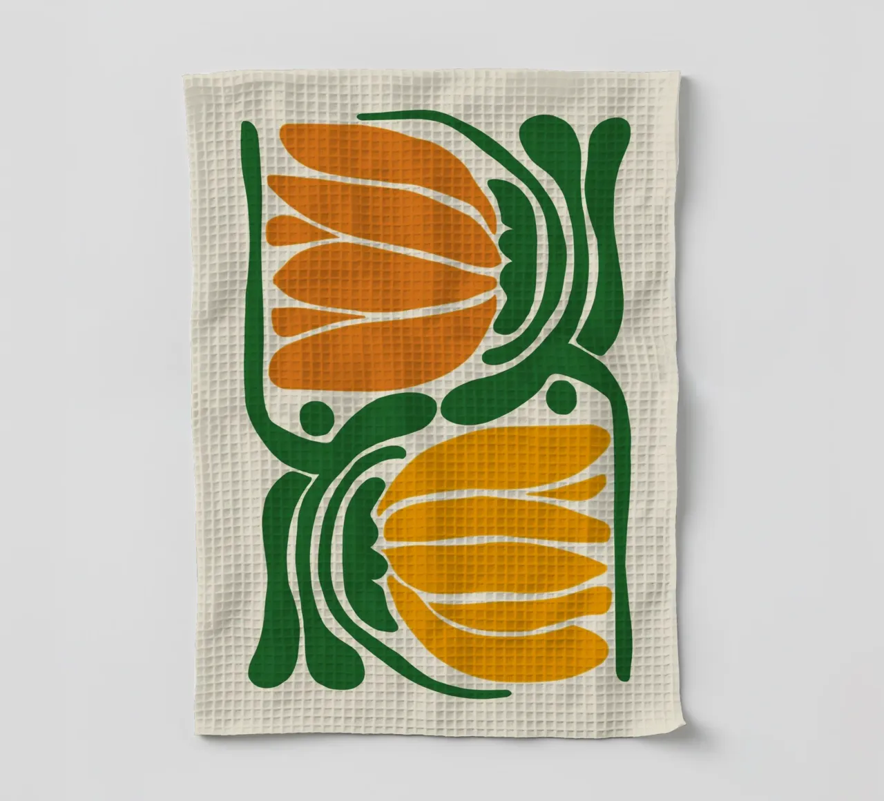 Abstraction botanique en vert et orange torchon de Autofocus