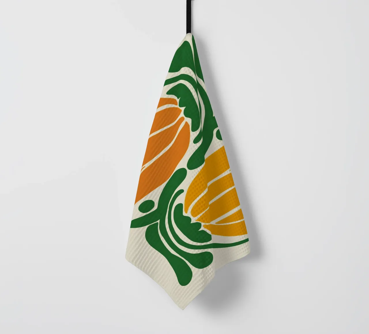 Abstraction botanique en vert et orange torchon de Autofocus