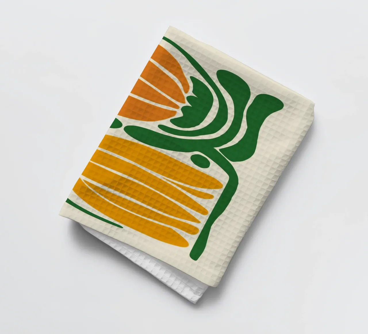 Abstraction botanique en vert et orange torchon de Autofocus