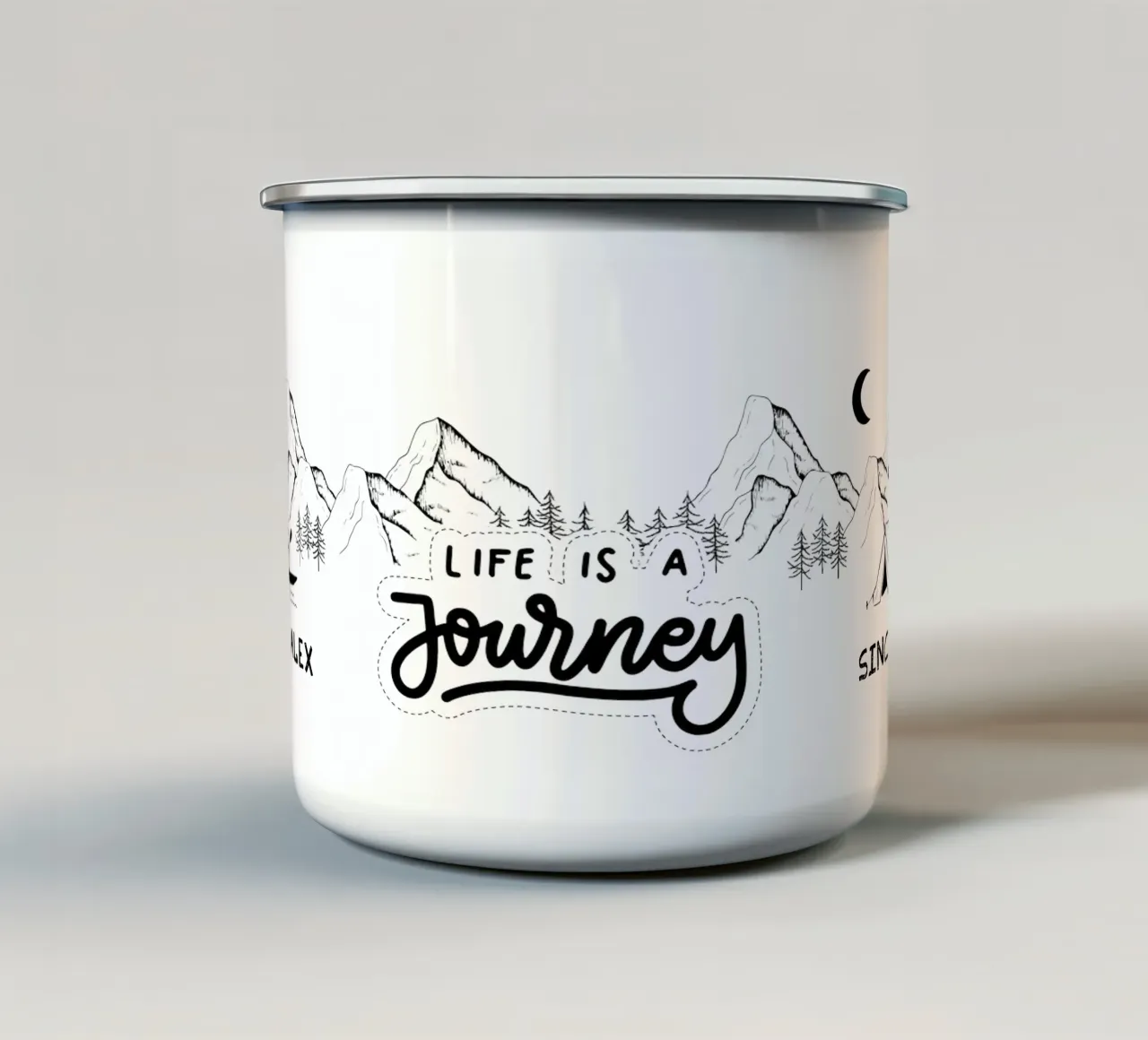Tazza da viaggio personalizzata per partner "Camping & Canoa tazza in smalto da Wanderlet