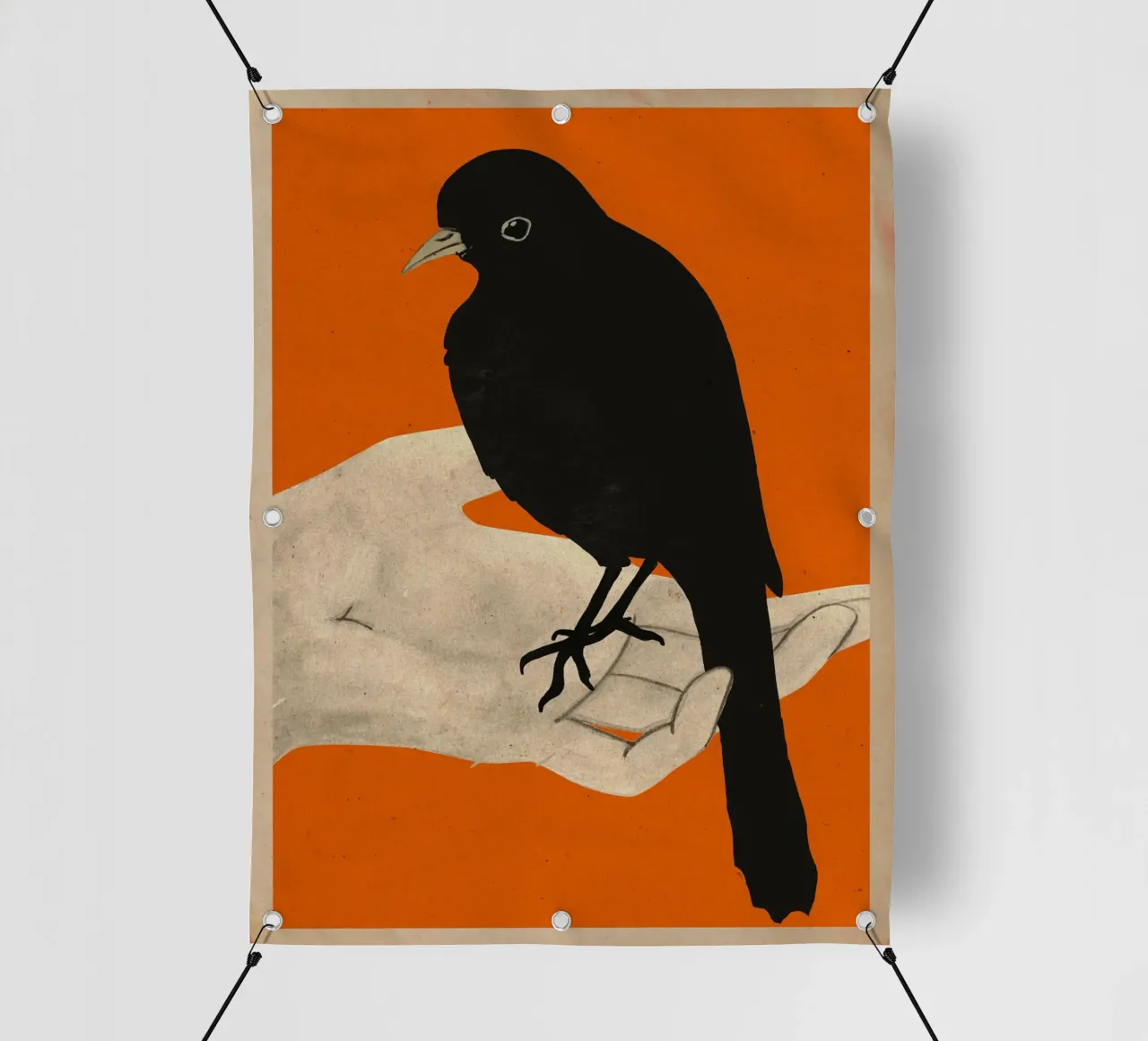 Uccello in mano telo in pvc da M.A.Z.U.N.