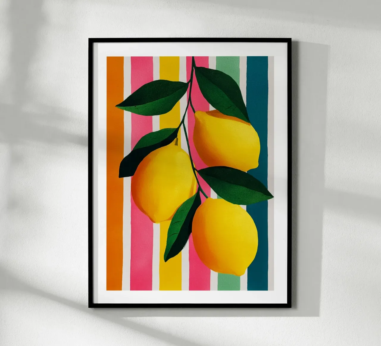 Sunlit Lemons on Candy Stripes poster by Spice & Spoon Studio