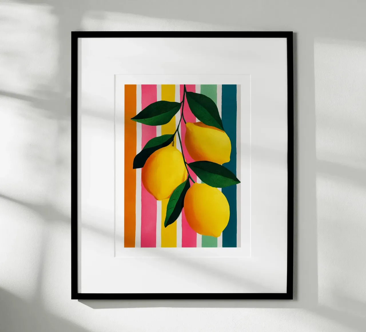 Sunlit Lemons on Candy Stripes poster by Spice & Spoon Studio