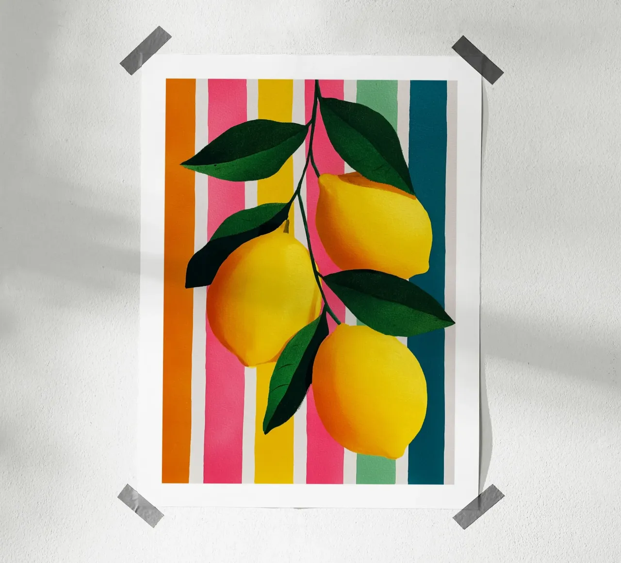Sunlit Lemons on Candy Stripes poster by Spice & Spoon Studio