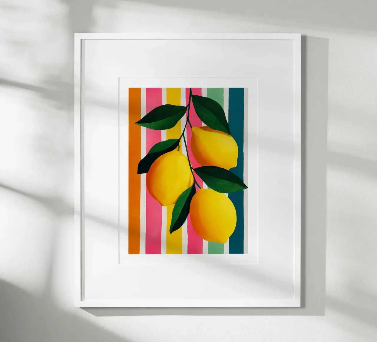 Sunlit Lemons on Candy Stripes poster by Spice & Spoon Studio