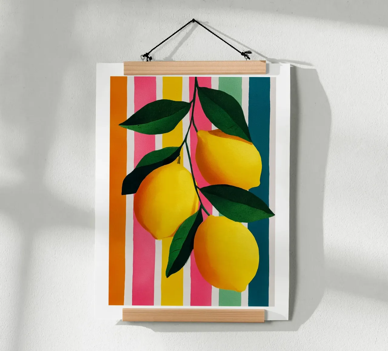 Sunlit Lemons on Candy Stripes poster by Spice & Spoon Studio