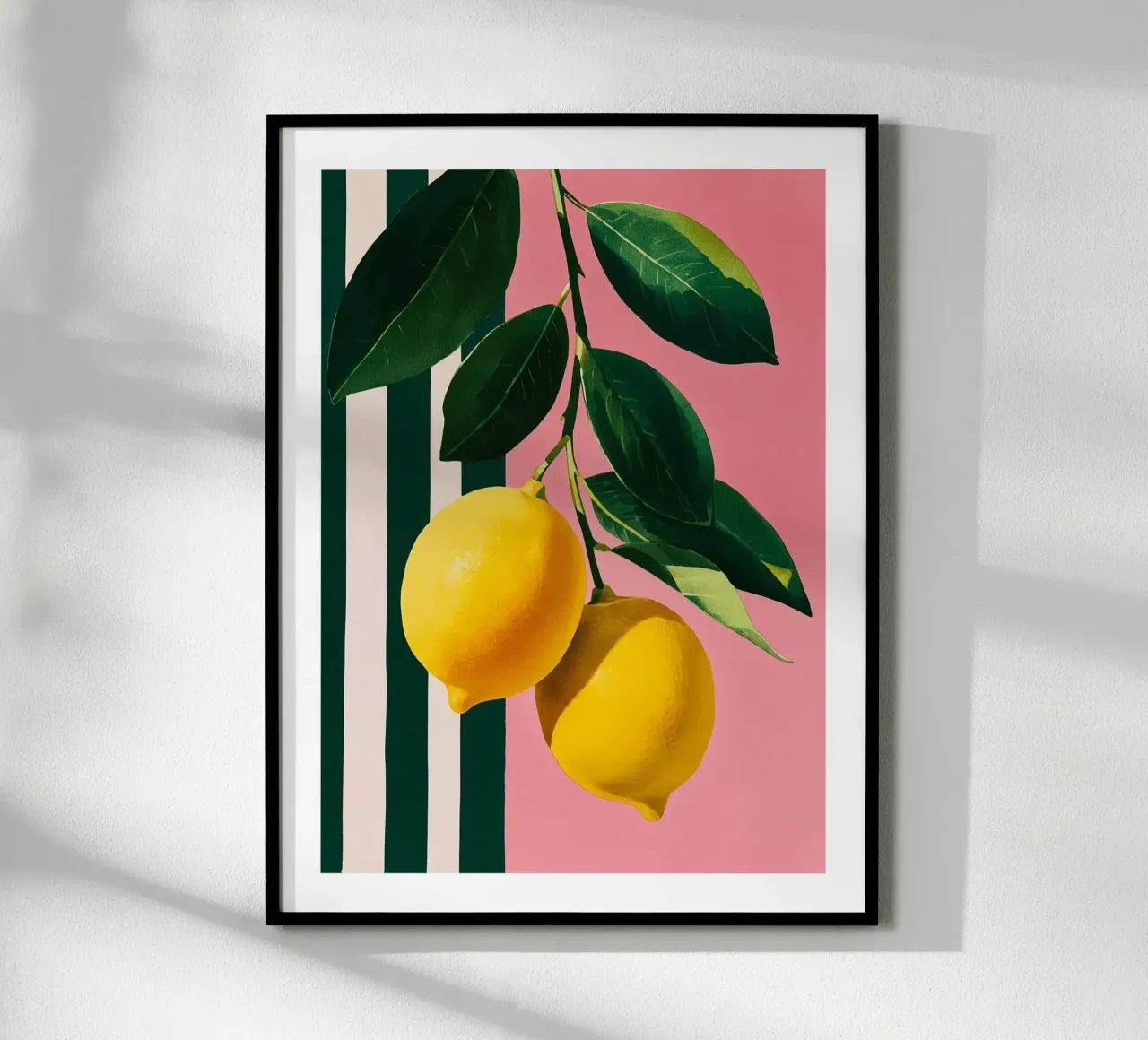 Lemon Branch on Pink Stripes poster by Spice & Spoon Studio