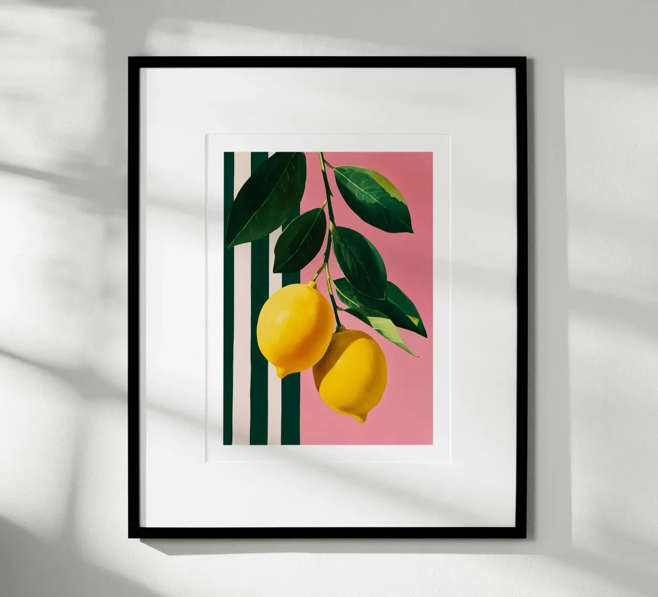 Lemon Branch on Pink Stripes poster by Spice & Spoon Studio