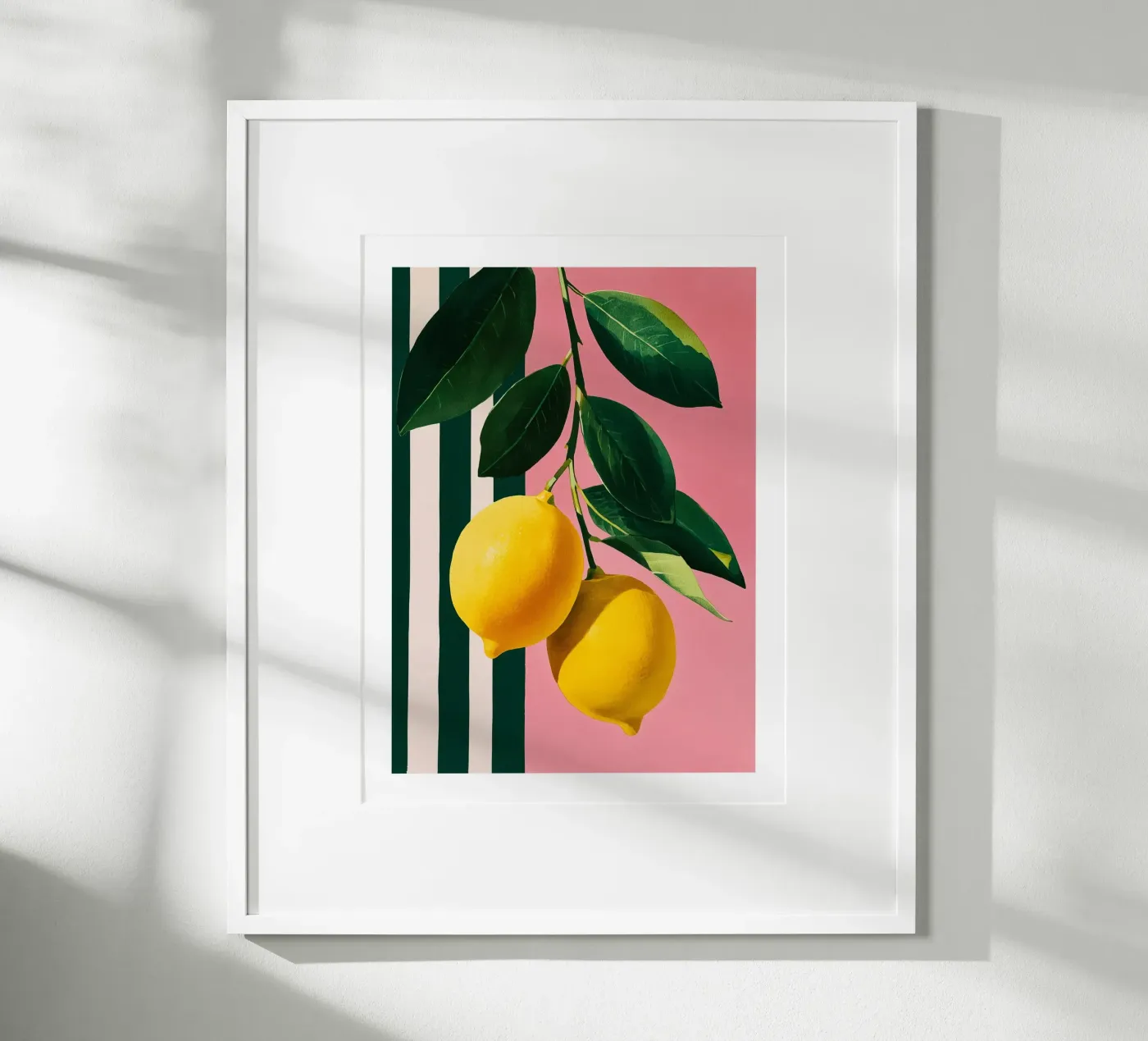 Lemon Branch on Pink Stripes poster de Spice & Spoon Studio