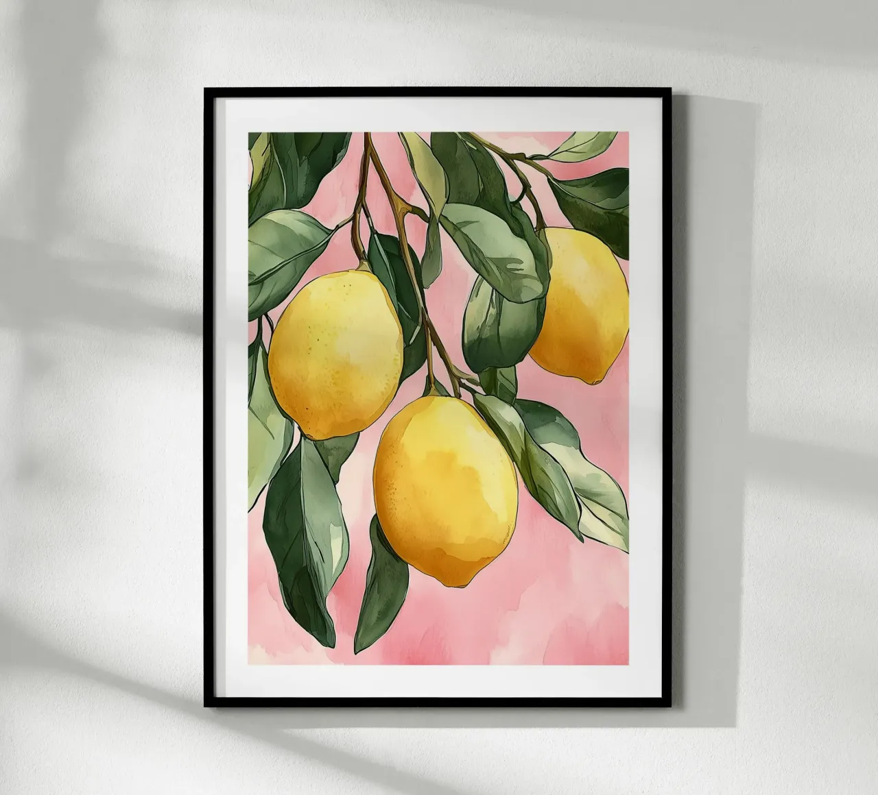 Watercolor Lemon Branch on Blush poster by Spice & Spoon Studio