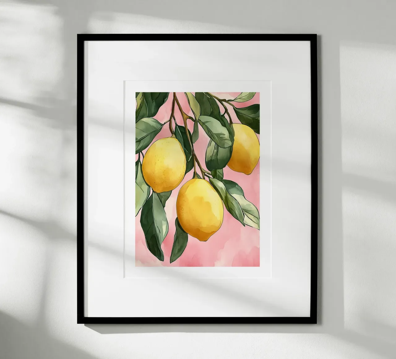 Watercolor Lemon Branch on Blush poster by Spice & Spoon Studio