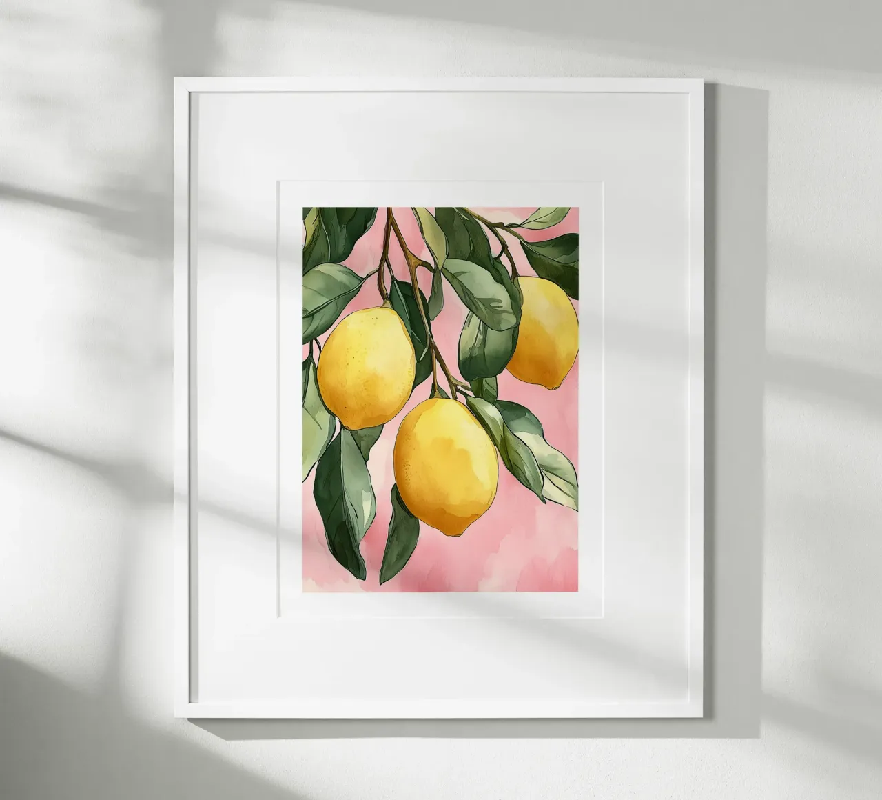 Watercolor Lemon Branch on Blush poster by Spice & Spoon Studio