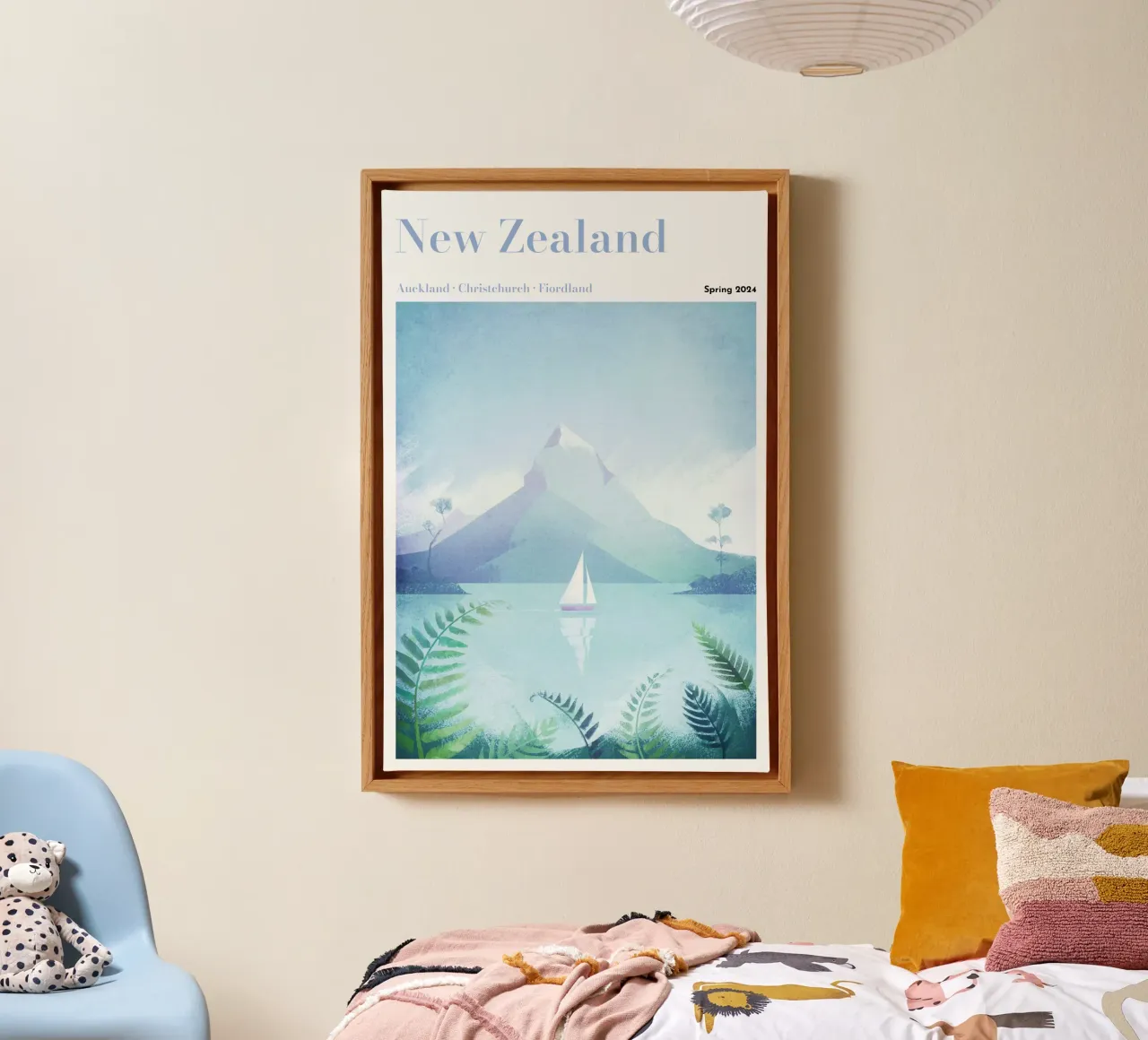 Gepersonaliseerde Nieuw-Zeeland Reisposter canvas met Baklijst van Henry Rivers