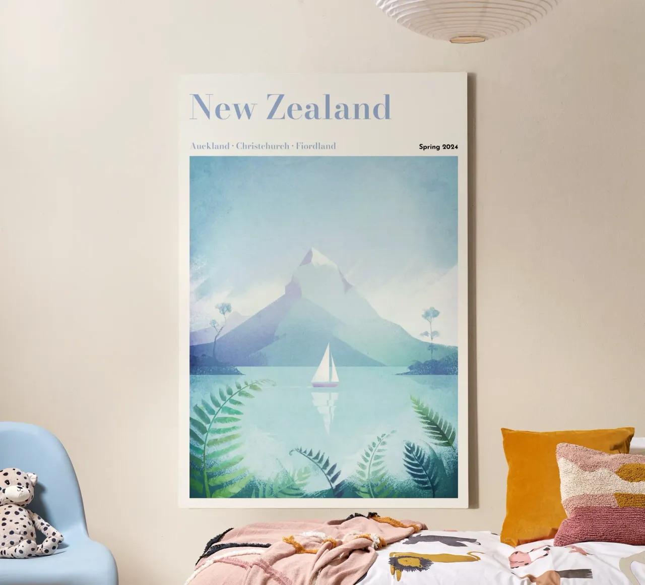 Gepersonaliseerde Nieuw-Zeeland Reisposter canvas met Baklijst van Henry Rivers