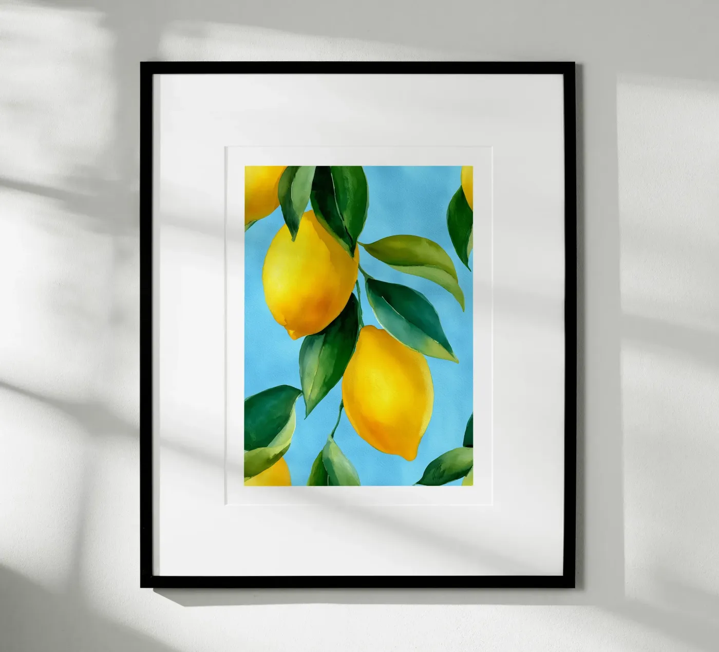 Aquarell Zitronen auf Himmelblau Poster von Spice & Spoon Studio