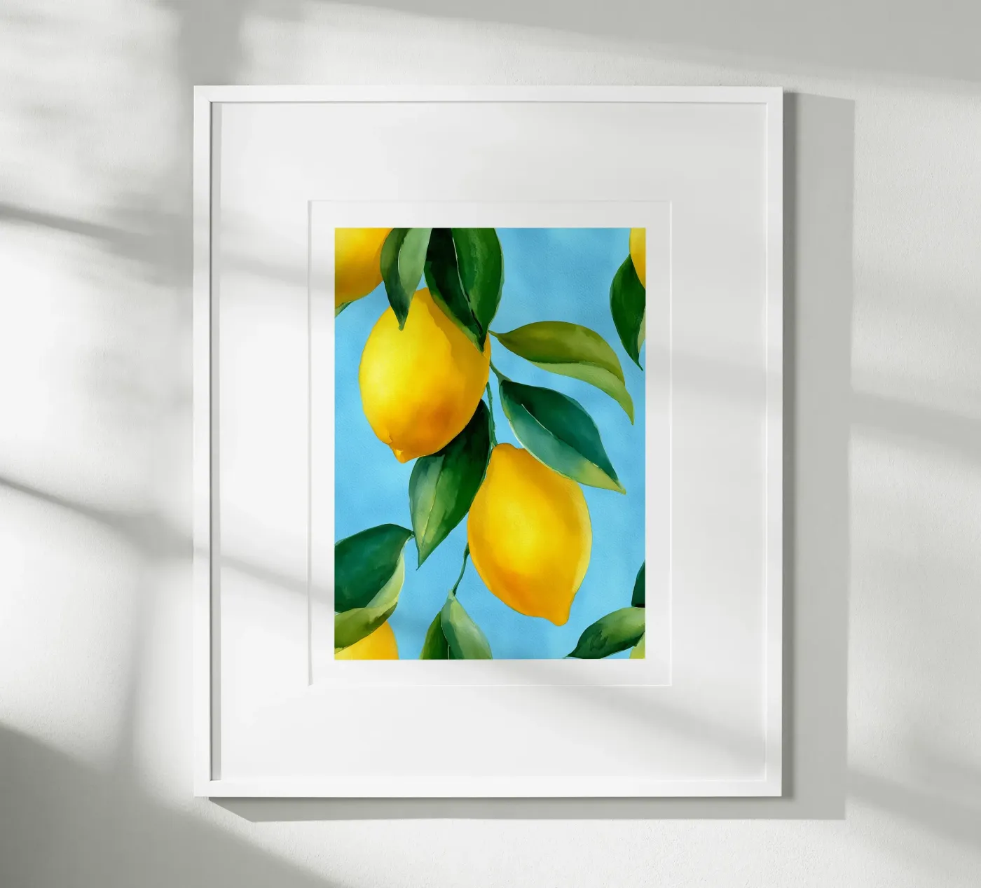 Aquarell Zitronen auf Himmelblau Poster von Spice & Spoon Studio