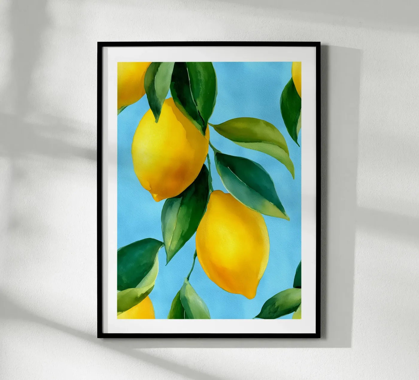 Aquarell Zitronen auf Himmelblau Poster von Spice & Spoon Studio