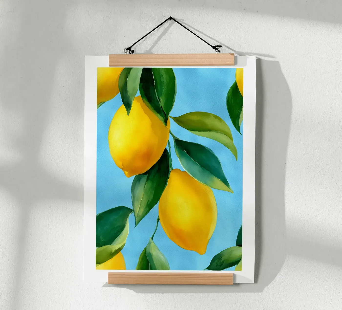 Aquarell Zitronen auf Himmelblau Poster von Spice & Spoon Studio