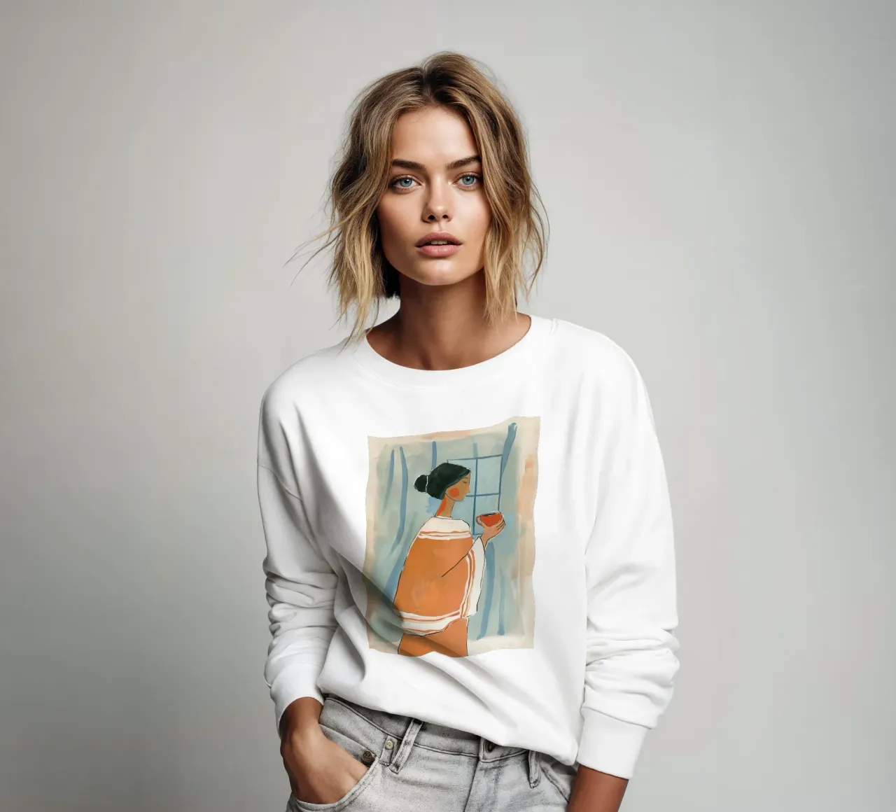 Donna con caffè felpa da Sienna Atelier