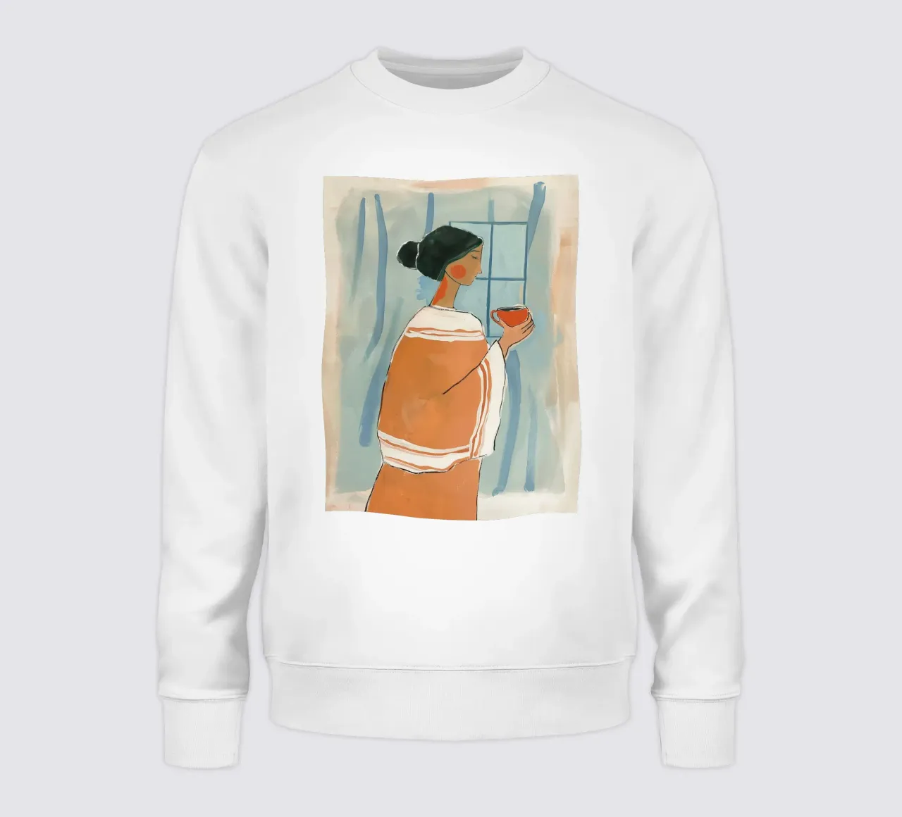 Woman with Coffee sweatshirt by Sienna Atelier