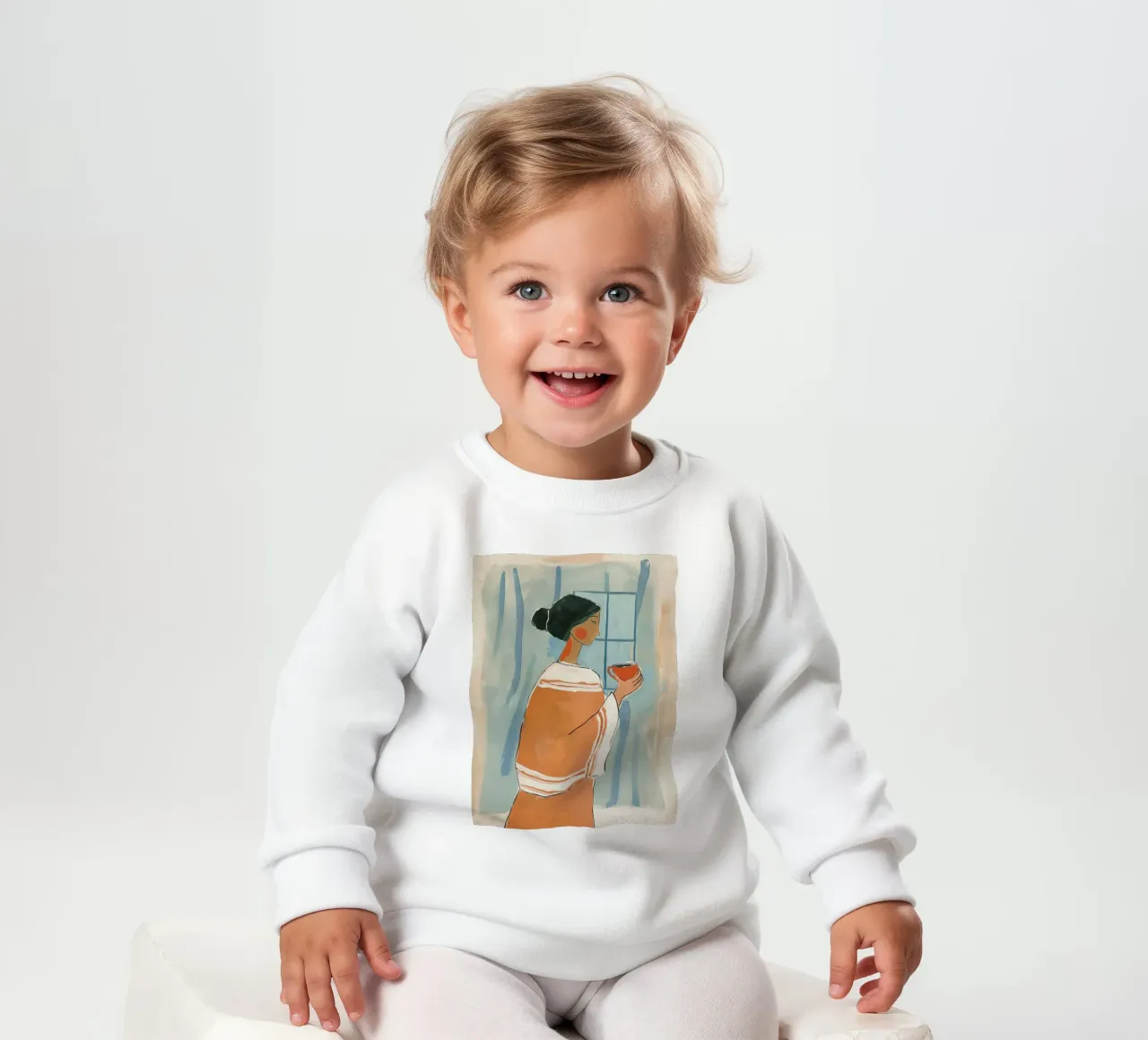 Donna con caffè felpa neonato da Sienna Atelier