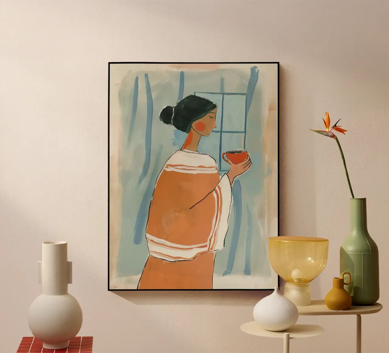 Donna con caffè plexiglass da Sienna Atelier