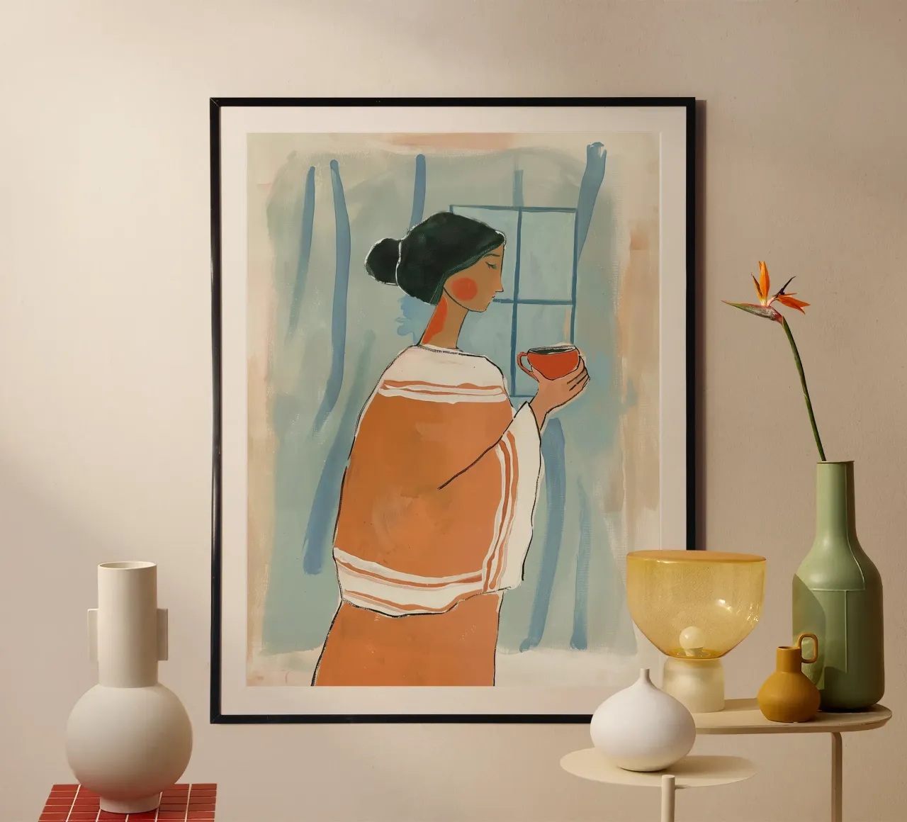 Donna con caffè poster da Sienna Atelier