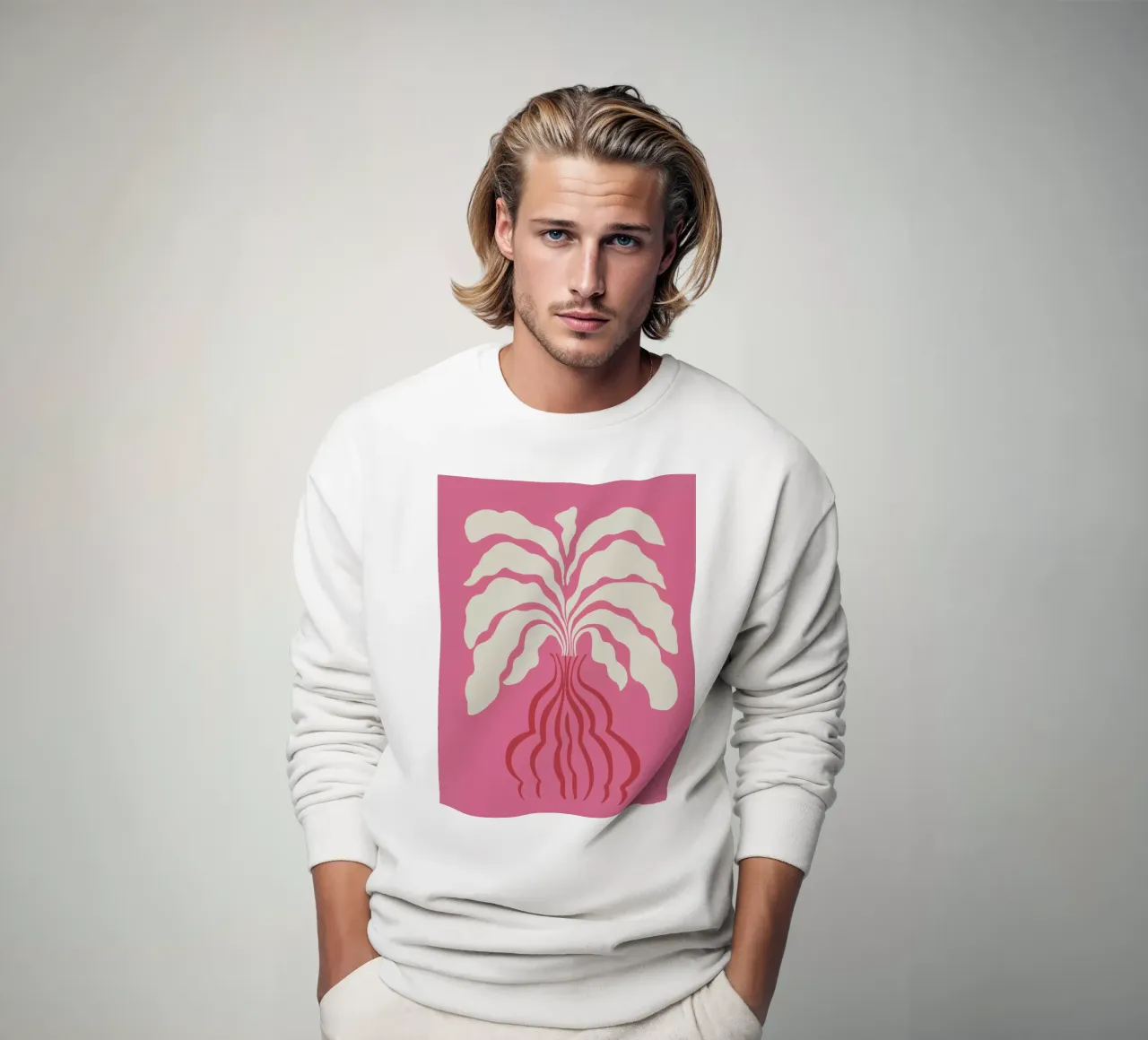 Minimal leaf and vase felpa da Miho Art Studio