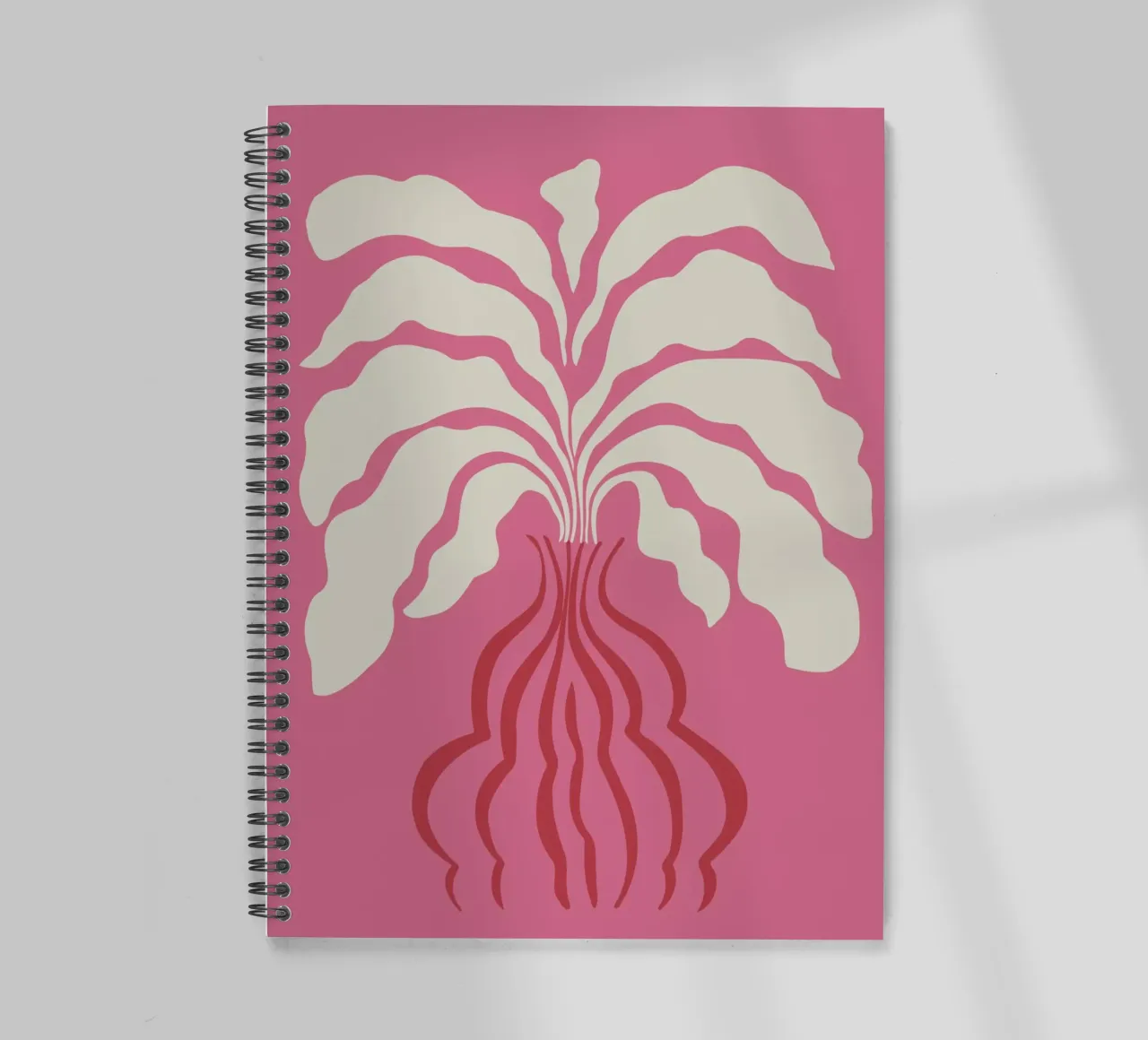 Minimal leaf and vase spiral notebook by Miho Art Studio