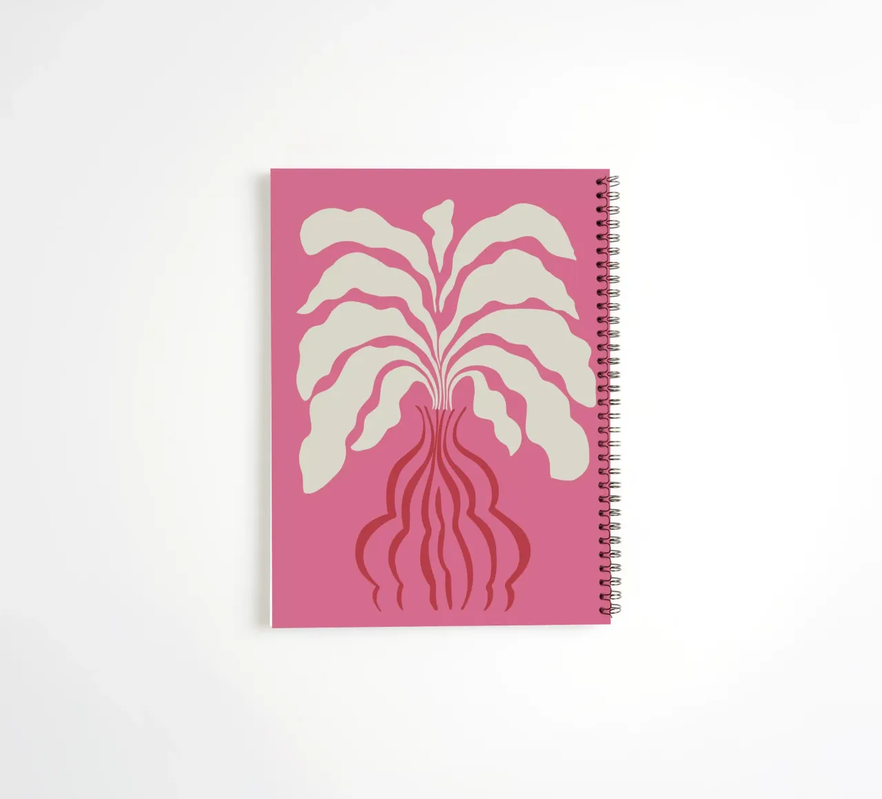 Minimal leaf and vase spiral notebook by Miho Art Studio