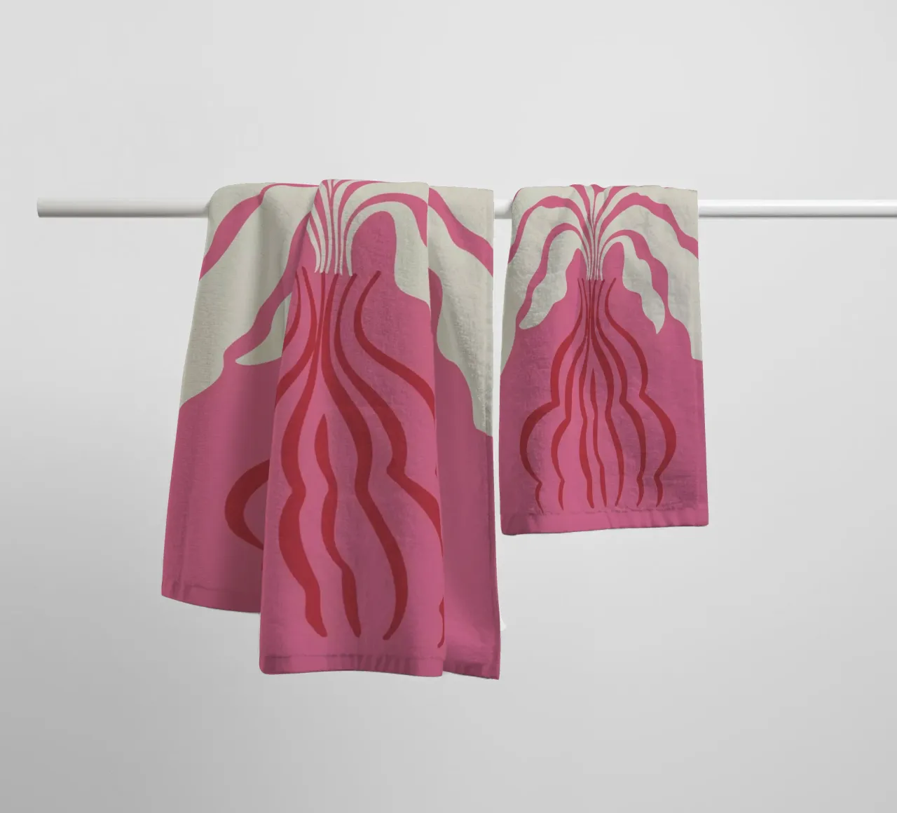 Minimal leaf and vase towel by Miho Art Studio