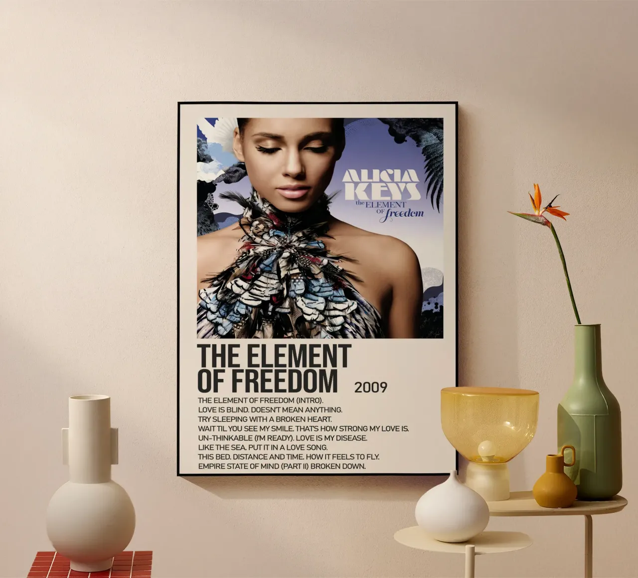 Alicia Keys The Element Of Freedom Tracklists plexiglass da Banda Neira