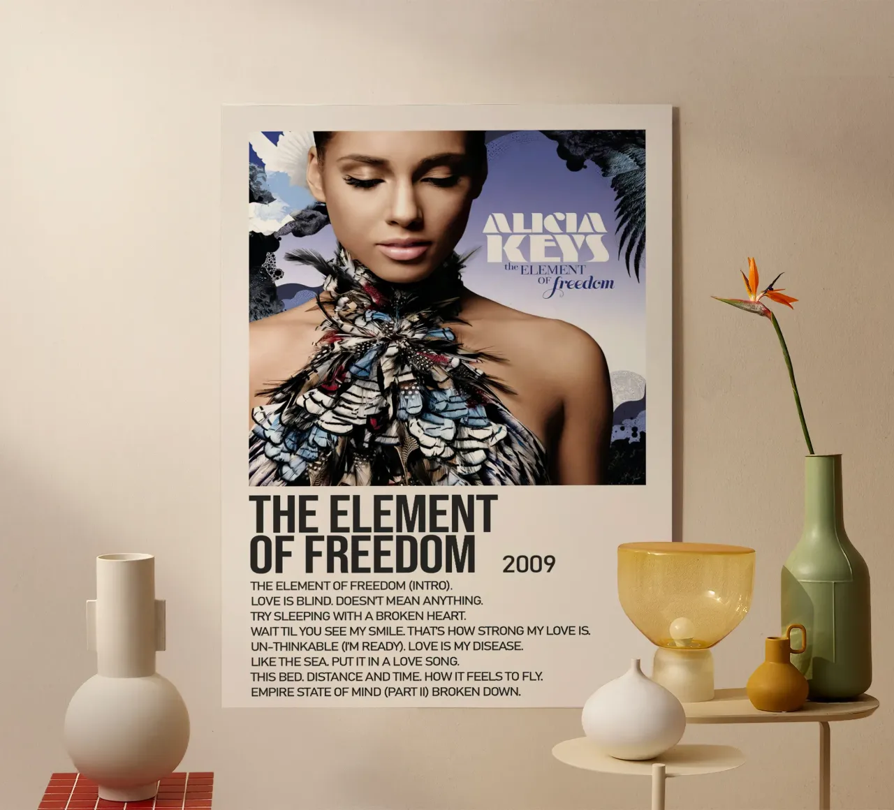 Alicia Keys The Element Of Freedom Tracklists plexiglass da Banda Neira