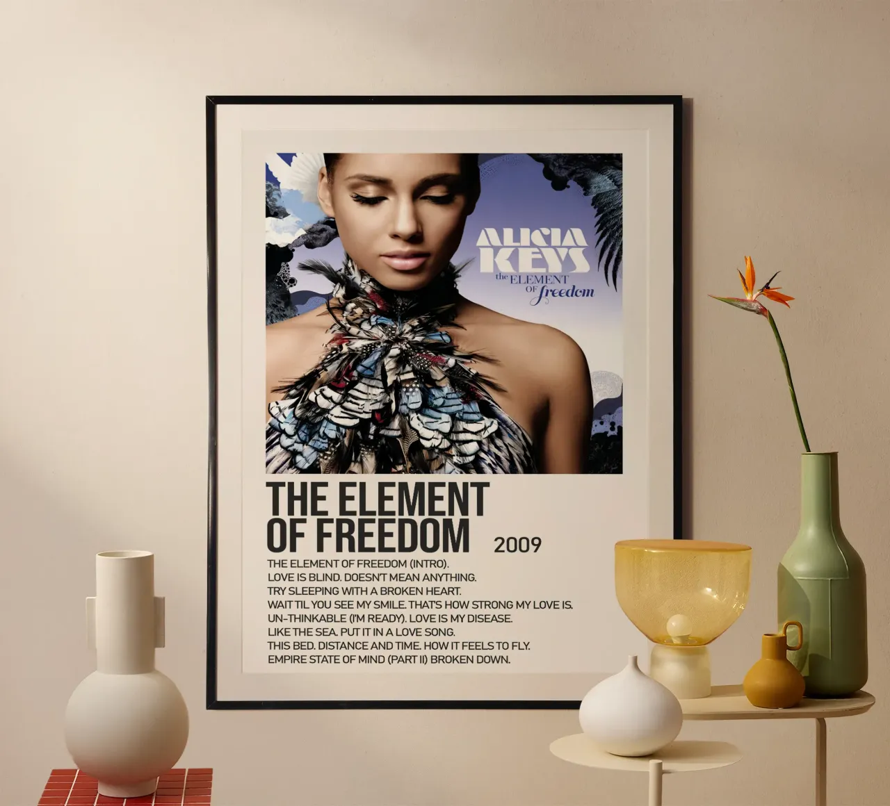 Alicia Keys The Element Of Freedom Tracklists poster da Banda Neira