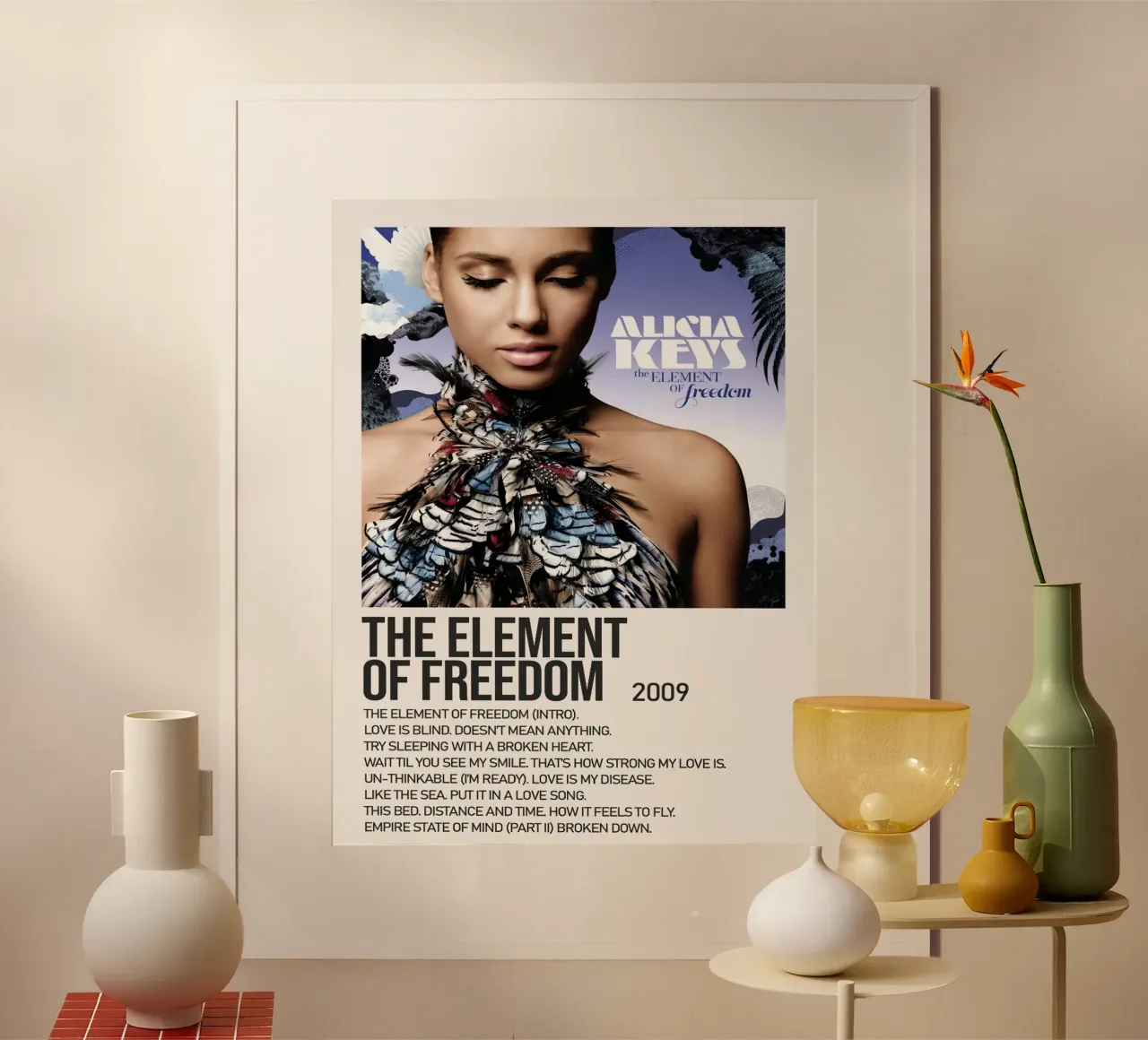 Alicia Keys The Element Of Freedom Tracklists poster da Banda Neira