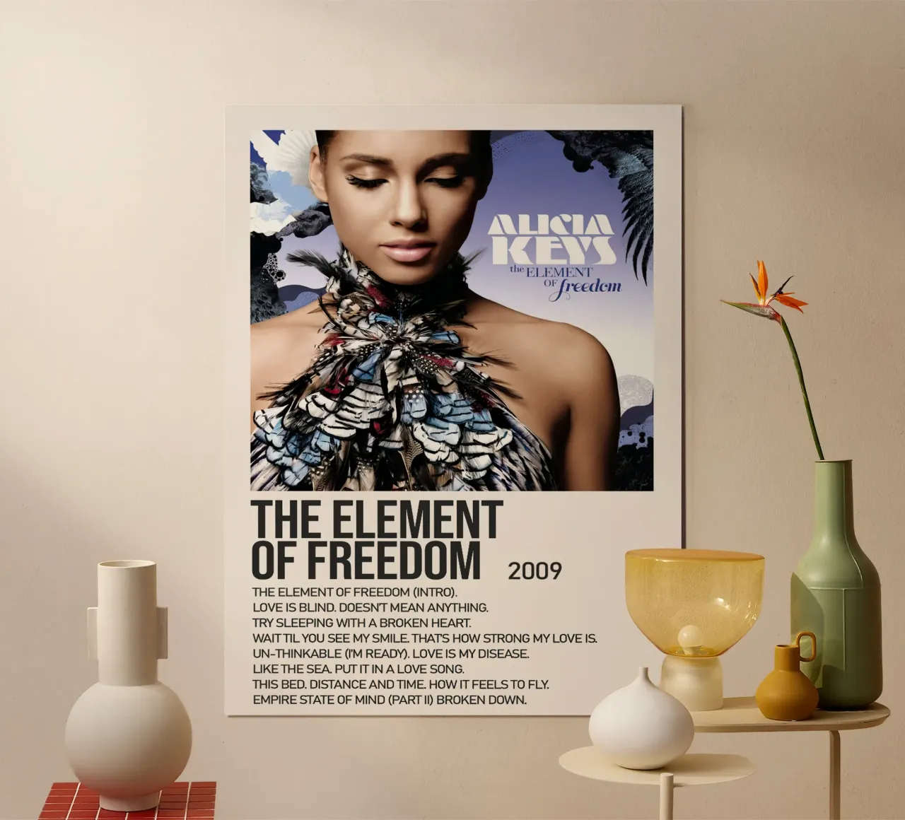 Alicia Keys The Element Of Freedom Tracklists poster da Banda Neira