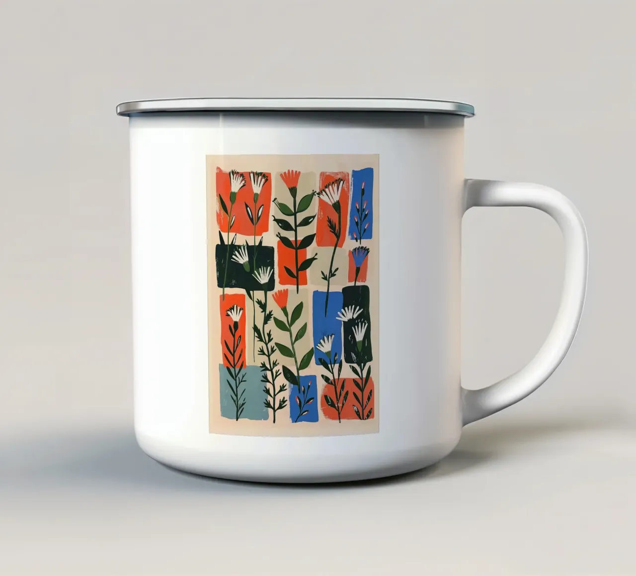 Fiori moderni di metà secolo tazza in smalto da Sienna Atelier