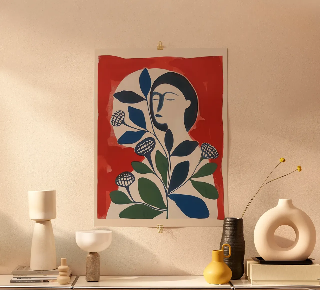 Abstract Woman with Flowers poster by Sienna Atelier