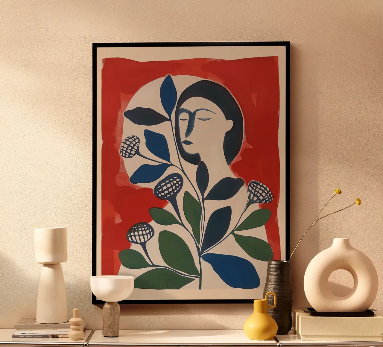 Abstract Woman with Flowers poster by Sienna Atelier