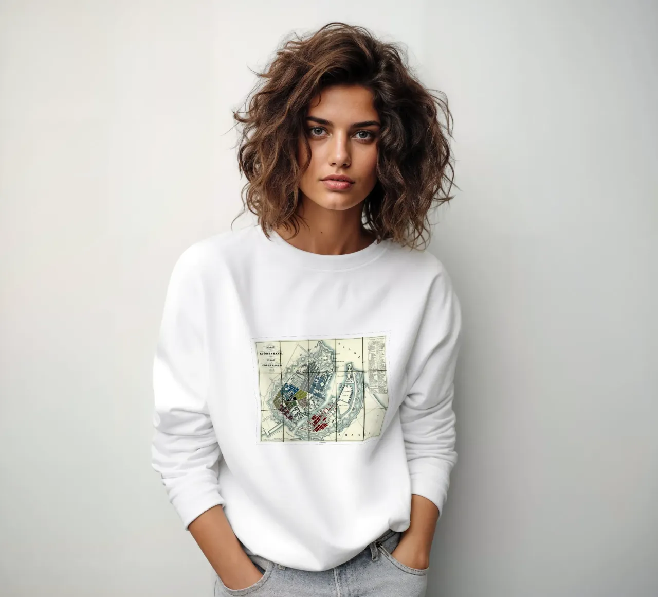 Mappa di Copenaghen Danimarca 1853 felpa da 100 Historical Maps