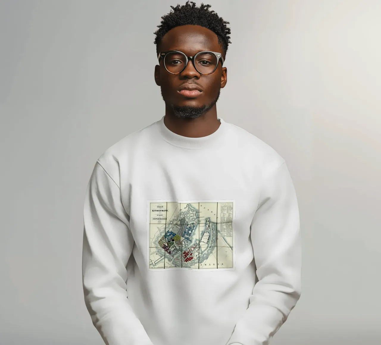 Mappa di Copenaghen Danimarca 1853 felpa da 100 Historical Maps