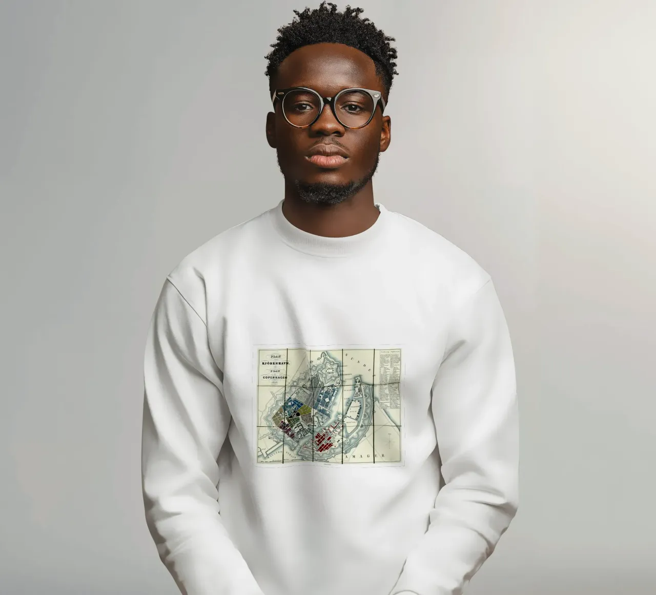 Mappa di Copenaghen Danimarca 1853 felpa da 100 Historical Maps