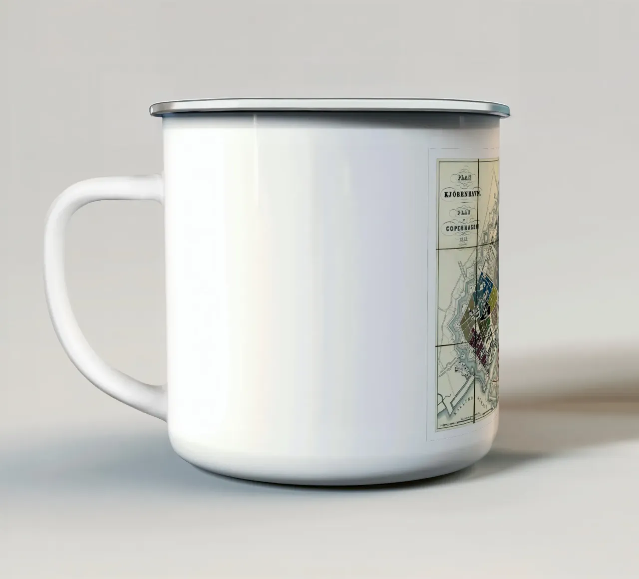 Mappa di Copenaghen Danimarca 1853 tazza in smalto da 100 Historical Maps