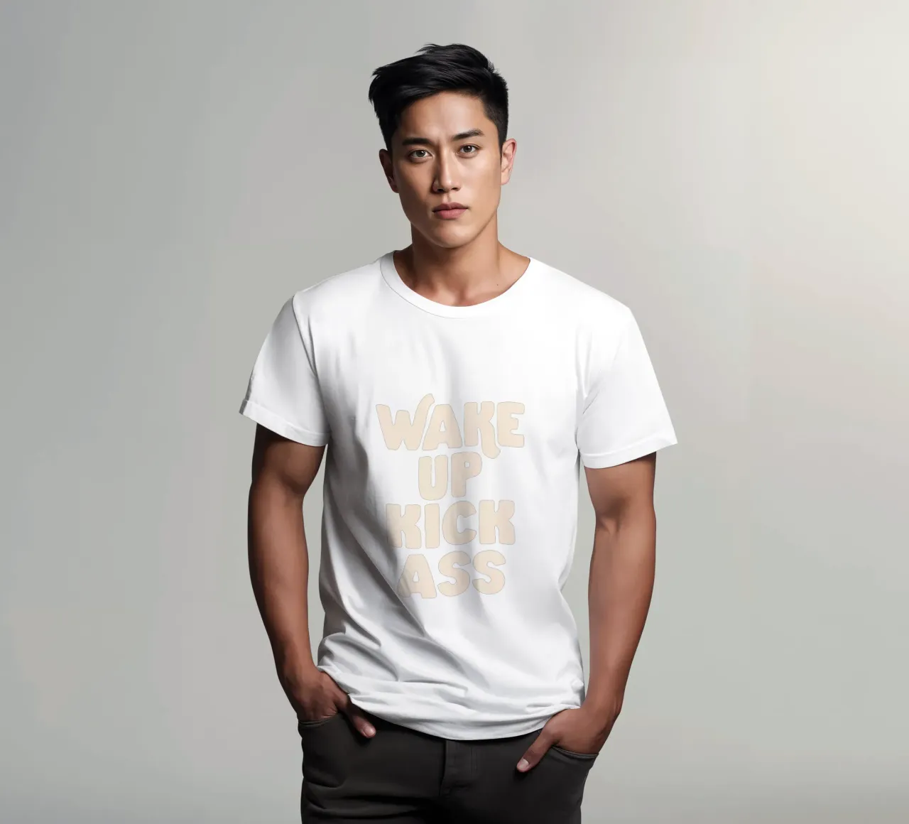 Wake Up Kick Ass Typography Design t-shirt da THE MOTIVATED TYPE