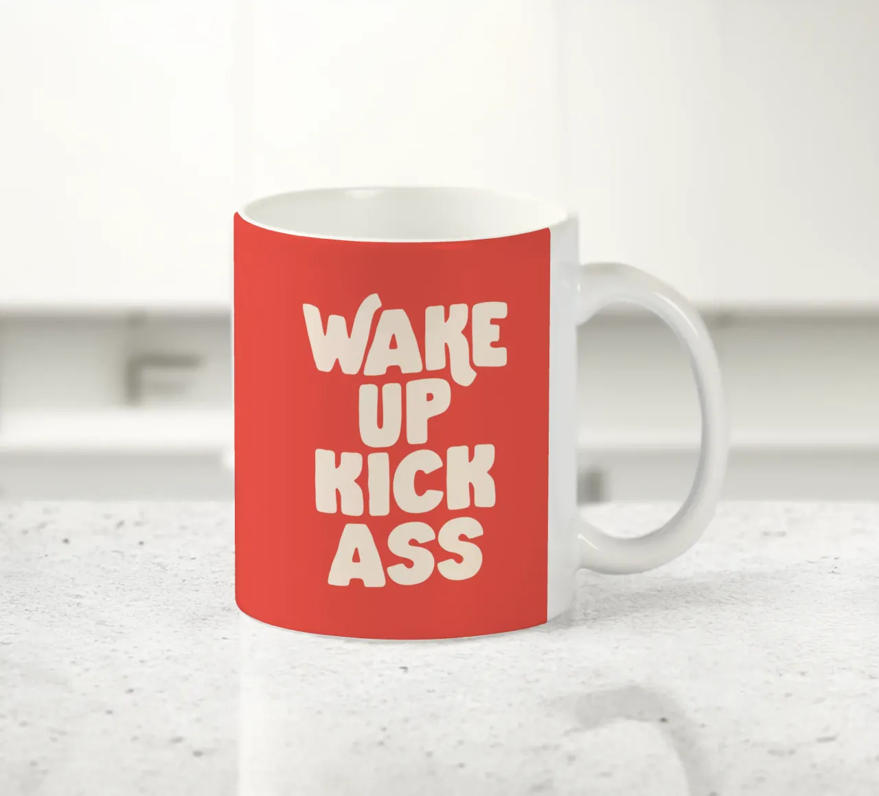 Wake Up Kick Ass Typography Design tazza in ceramica da THE MOTIVATED TYPE