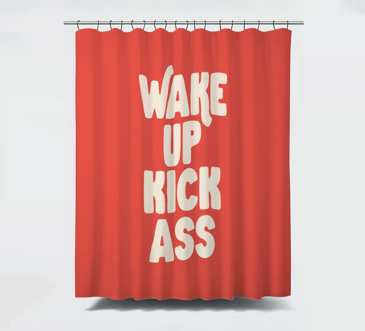 Wake Up Kick Ass Typography Design tenda da doccia da THE MOTIVATED TYPE