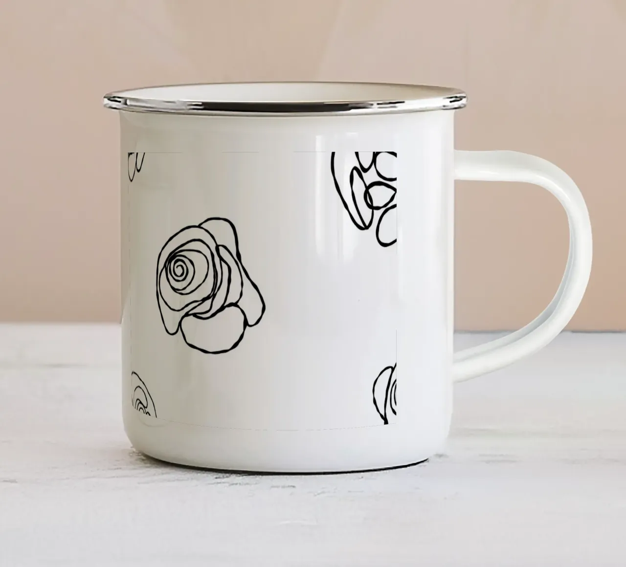 Rose semplici disegnate a mano tazza in smalto da GalerieGG