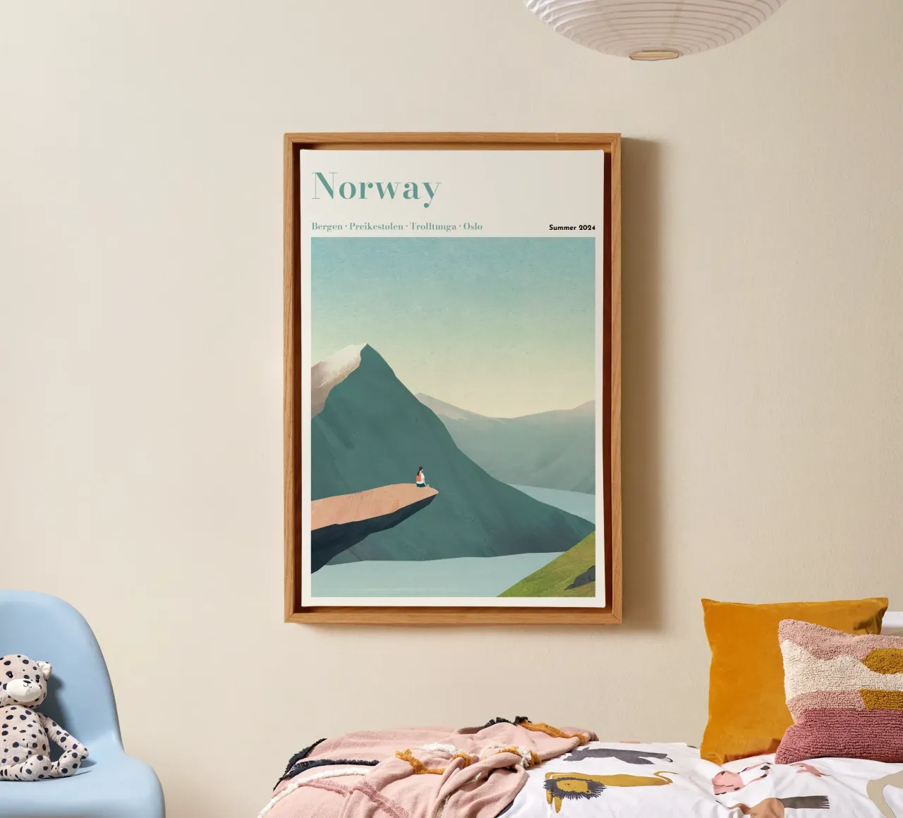 Poster di viaggio personalizzato sulla Norvegia tela con Cornice a cassetta da Henry Rivers