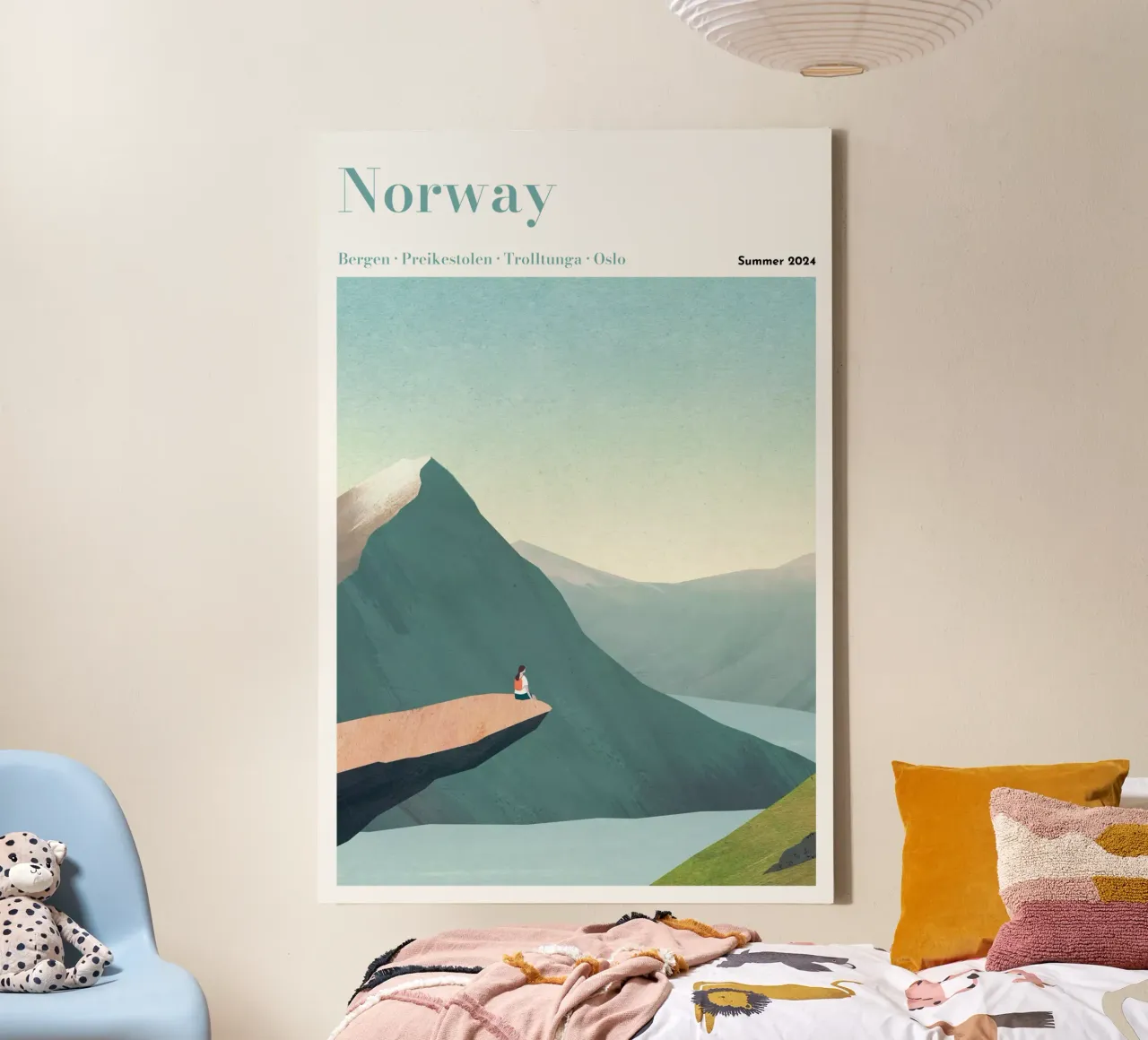 Poster di viaggio personalizzato sulla Norvegia tela con Cornice a cassetta da Henry Rivers