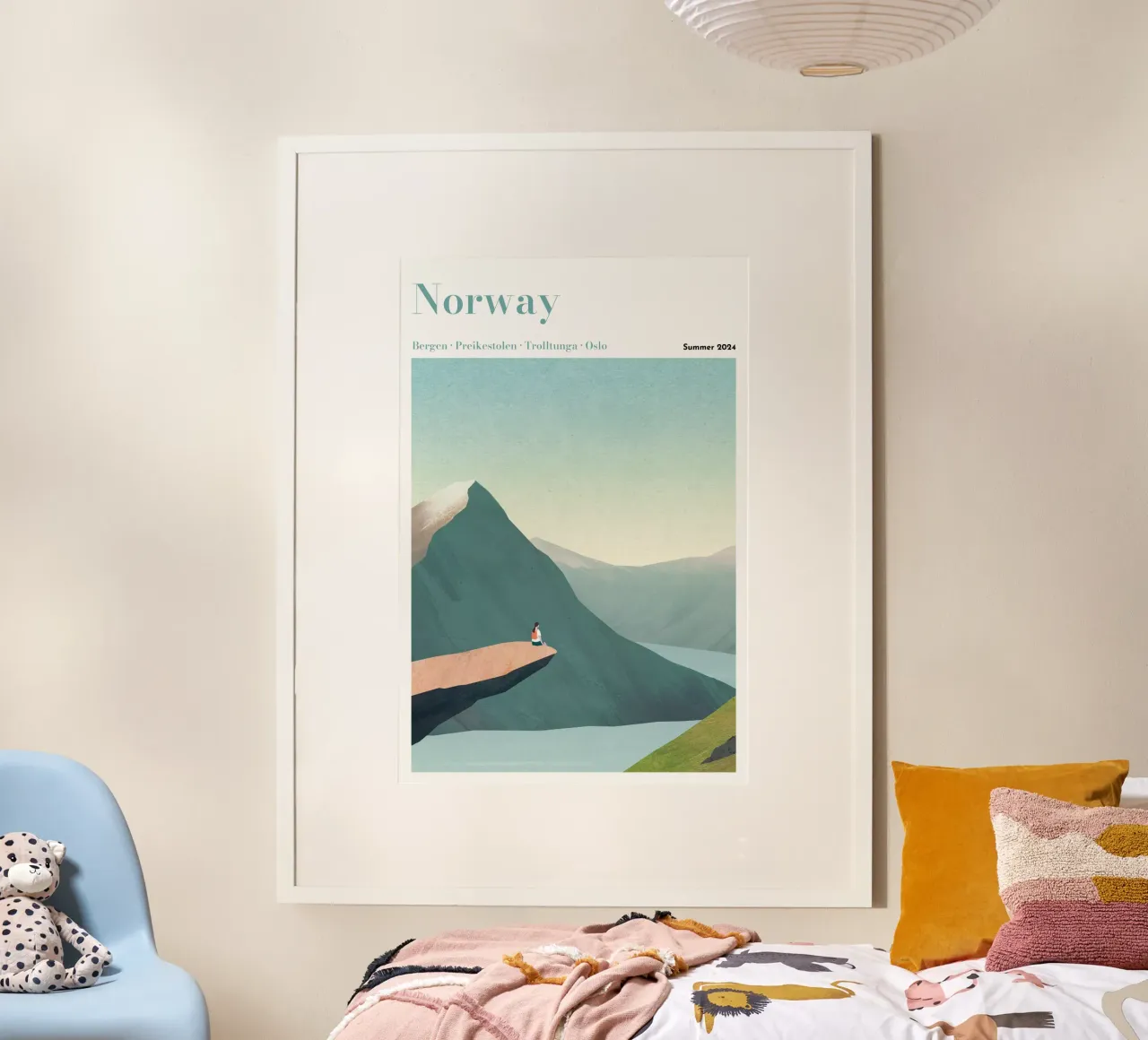 Personalisiertes Norwegen Reiseposter Poster mit Kunststoffrahmen von Henry Rivers